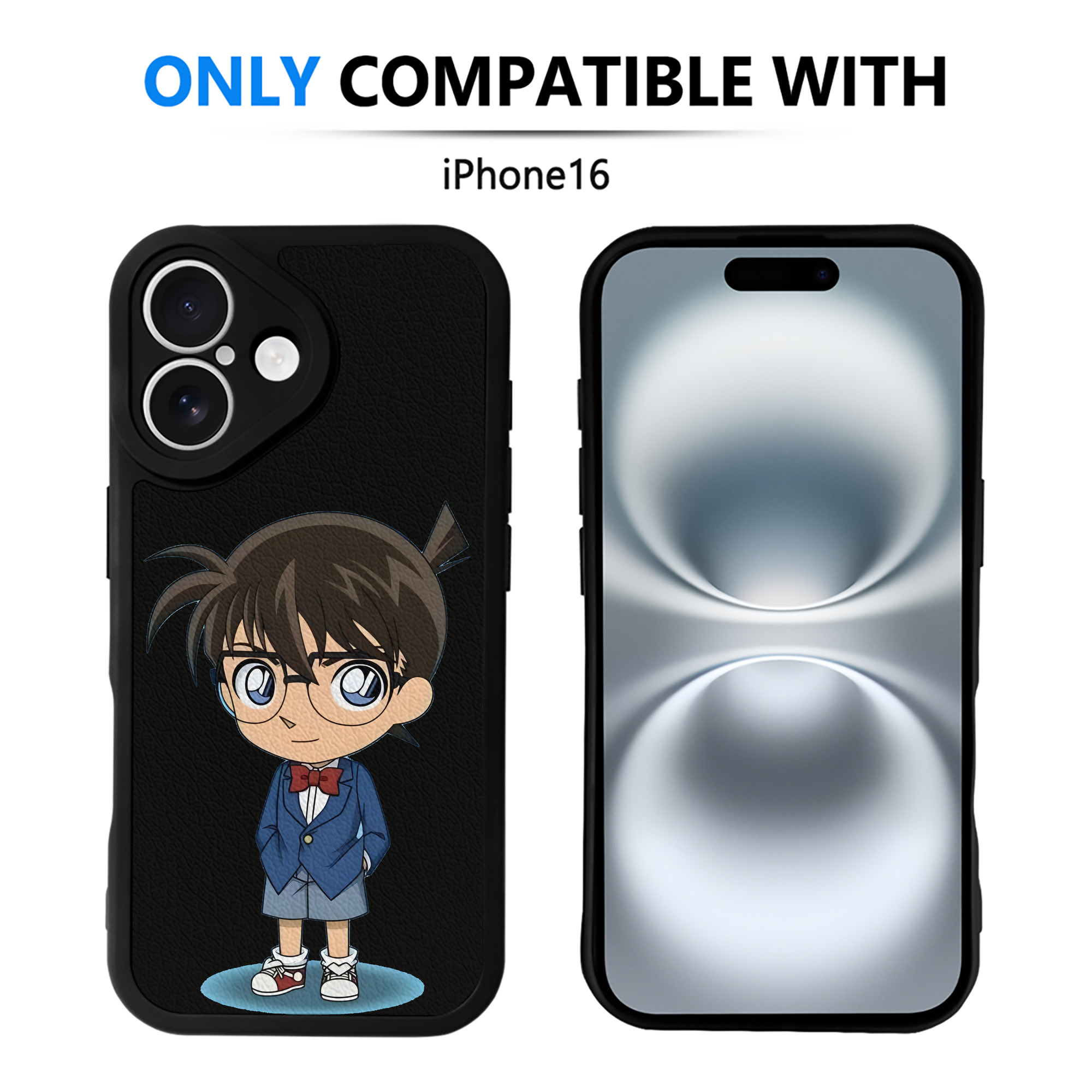（画像用） 名探偵コナン 江戸川 コナン Detective Conan Conan Edogawa 【iPhone 16シリーズ対応】シリコンスマホケース（レザー調） 材質：シリコン
